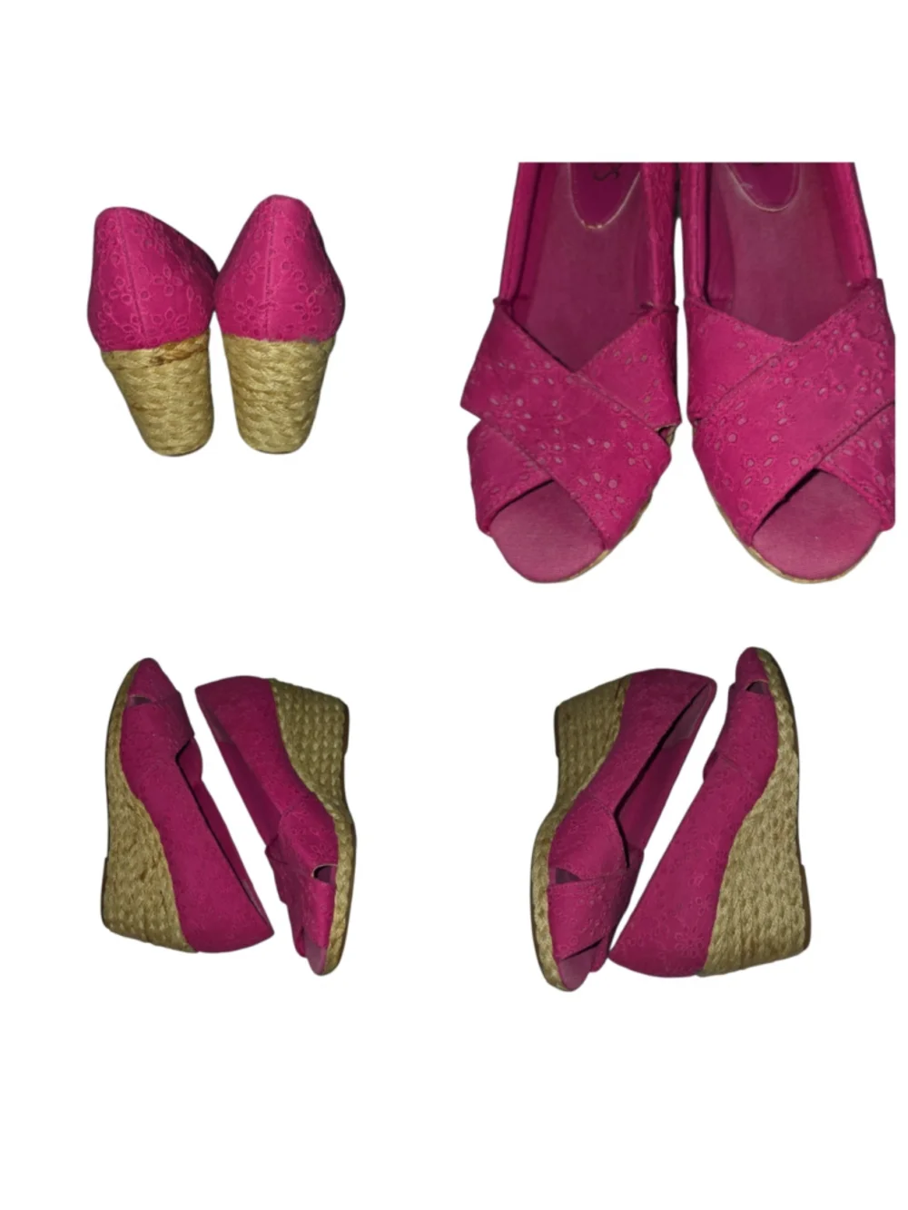Women's size 9.5 Chaps Dakoda Pink Eyelet Espadrille Wedge Sandals